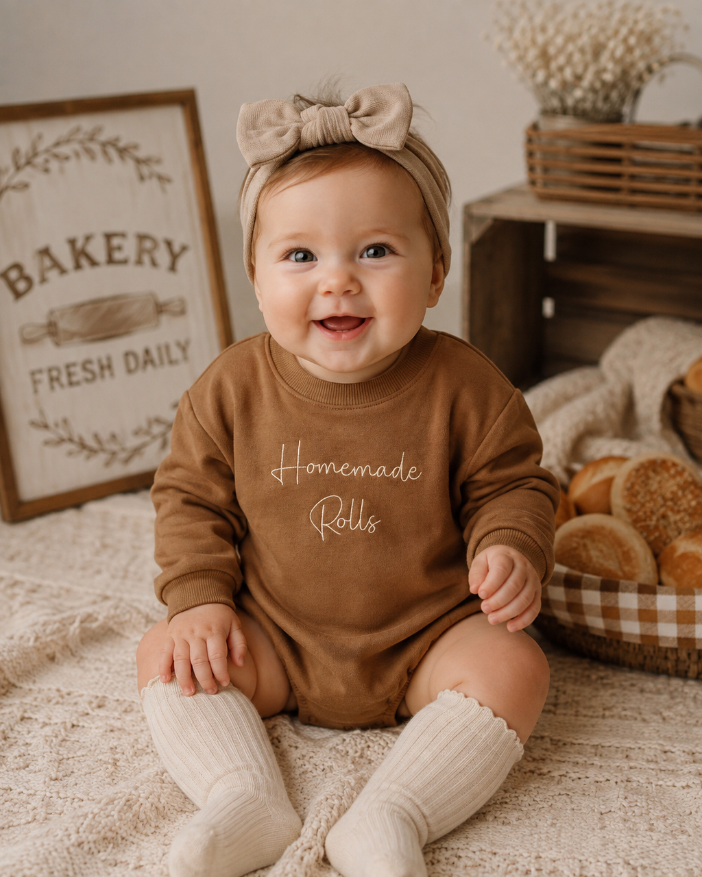 Homemade Rolls Long Sleeve Bubble Romper- Unisex